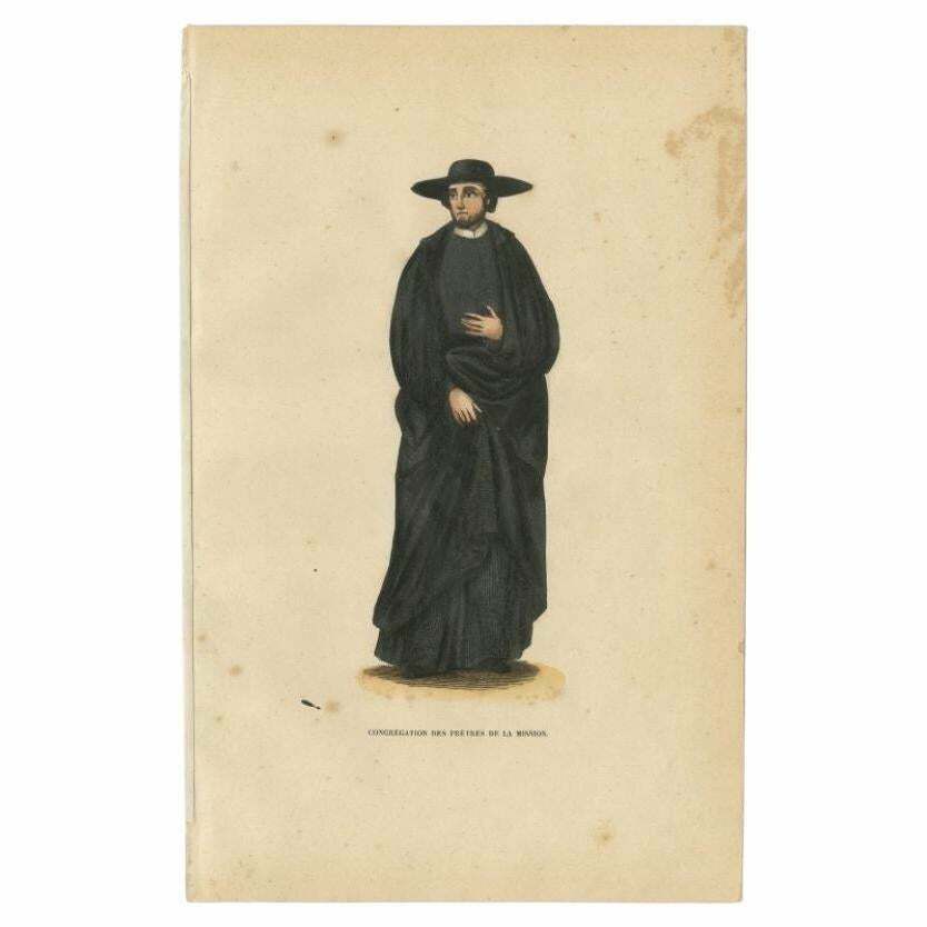Antique Print Of A Member Of The Congregation Of The Mission, 1845 photo furniture