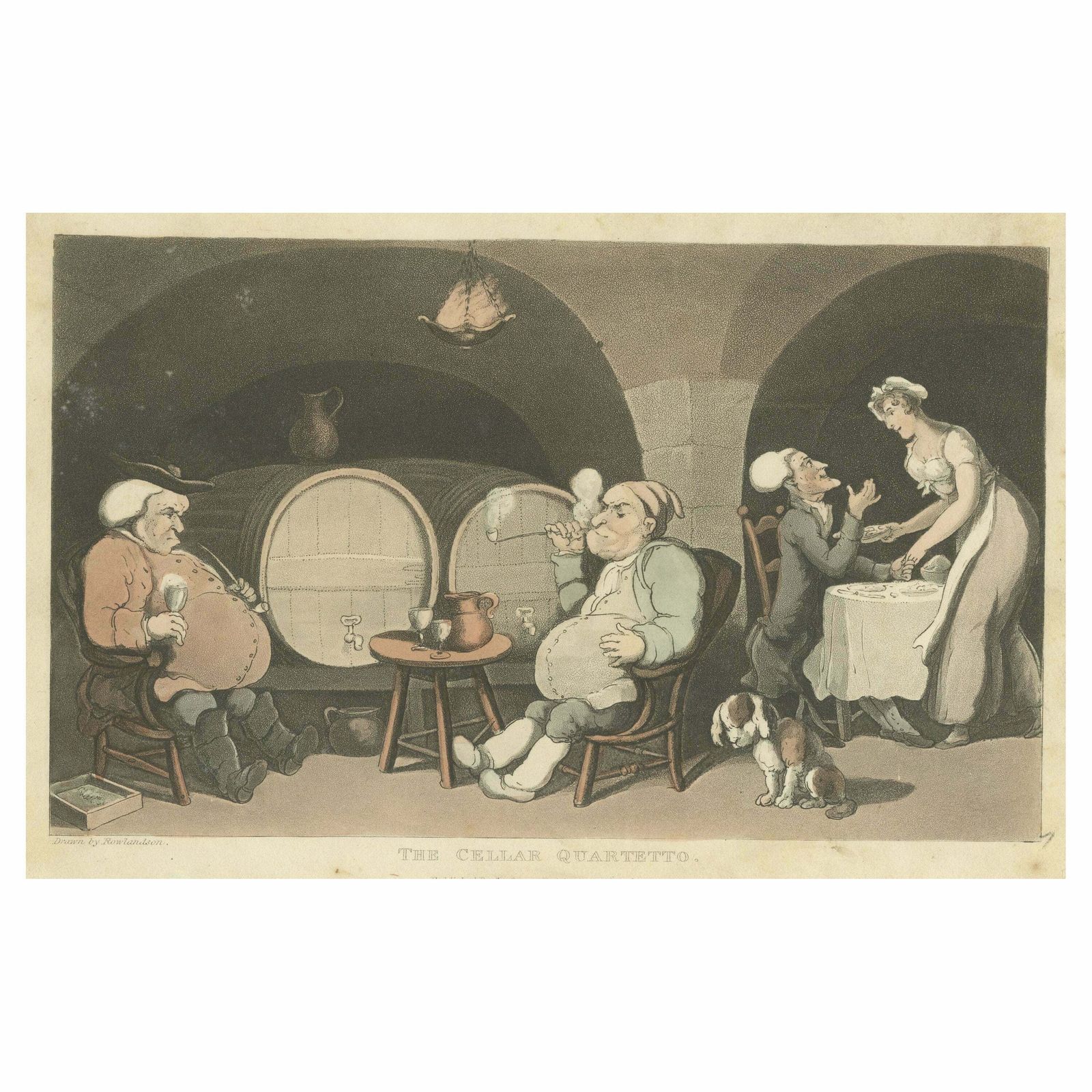 Two Antique Prints Related To Wine; Production And Drinking, 19th Century