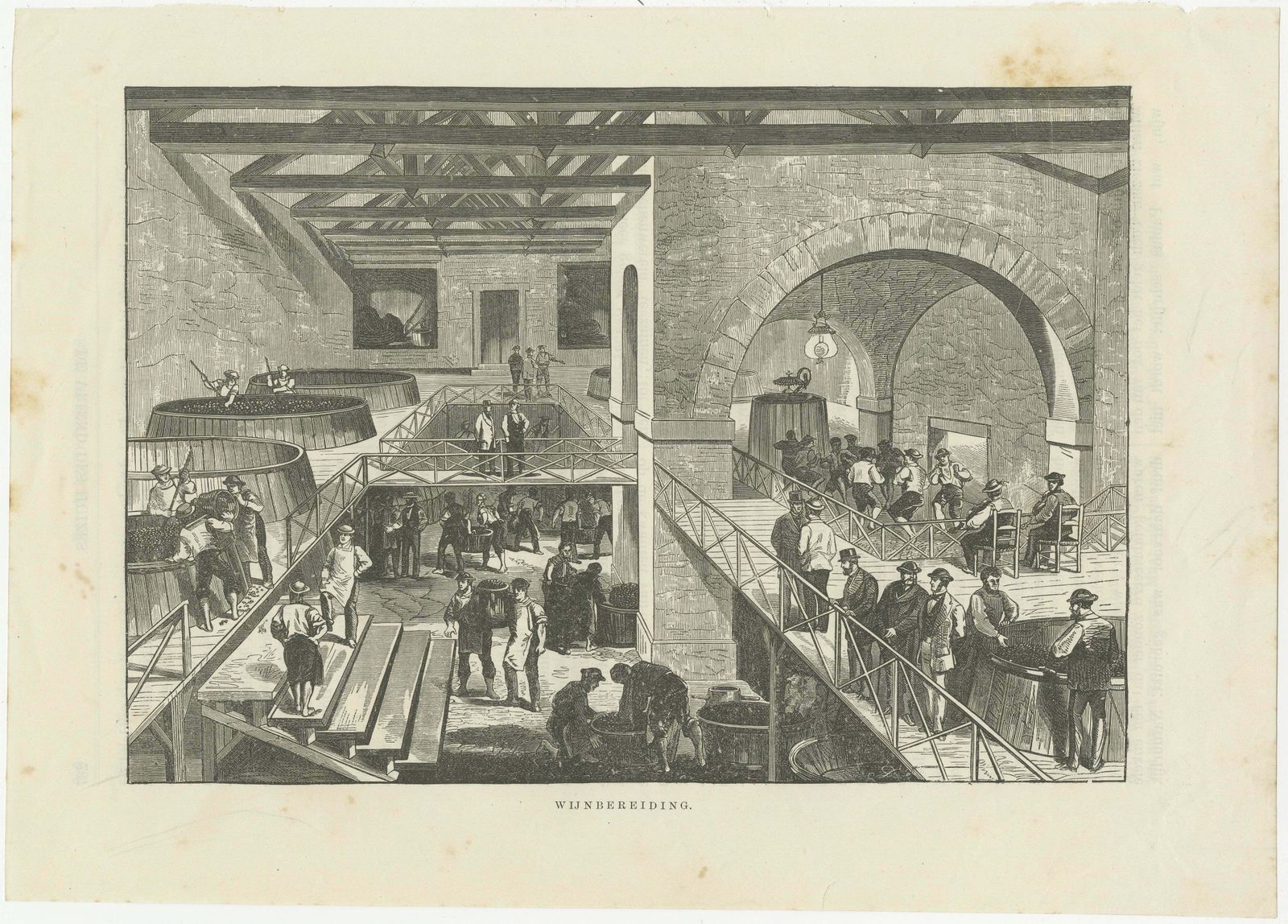 Two Antique Prints Related To Wine; Production And Drinking, 19th Century photo furniture