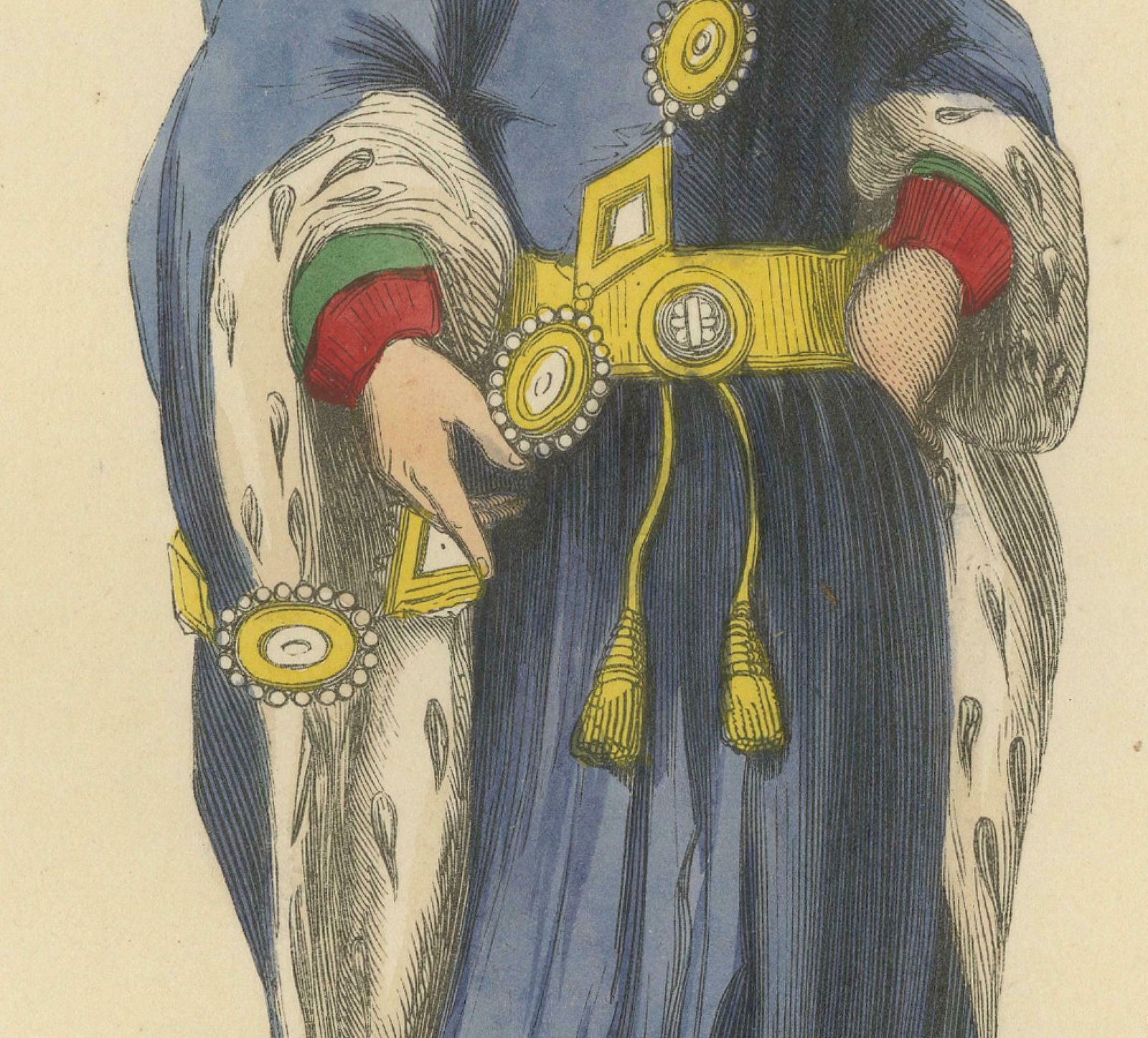 William De Beauchamp In Noble Attire In An Original Handcolored Lithograph, 1847 photo for sale