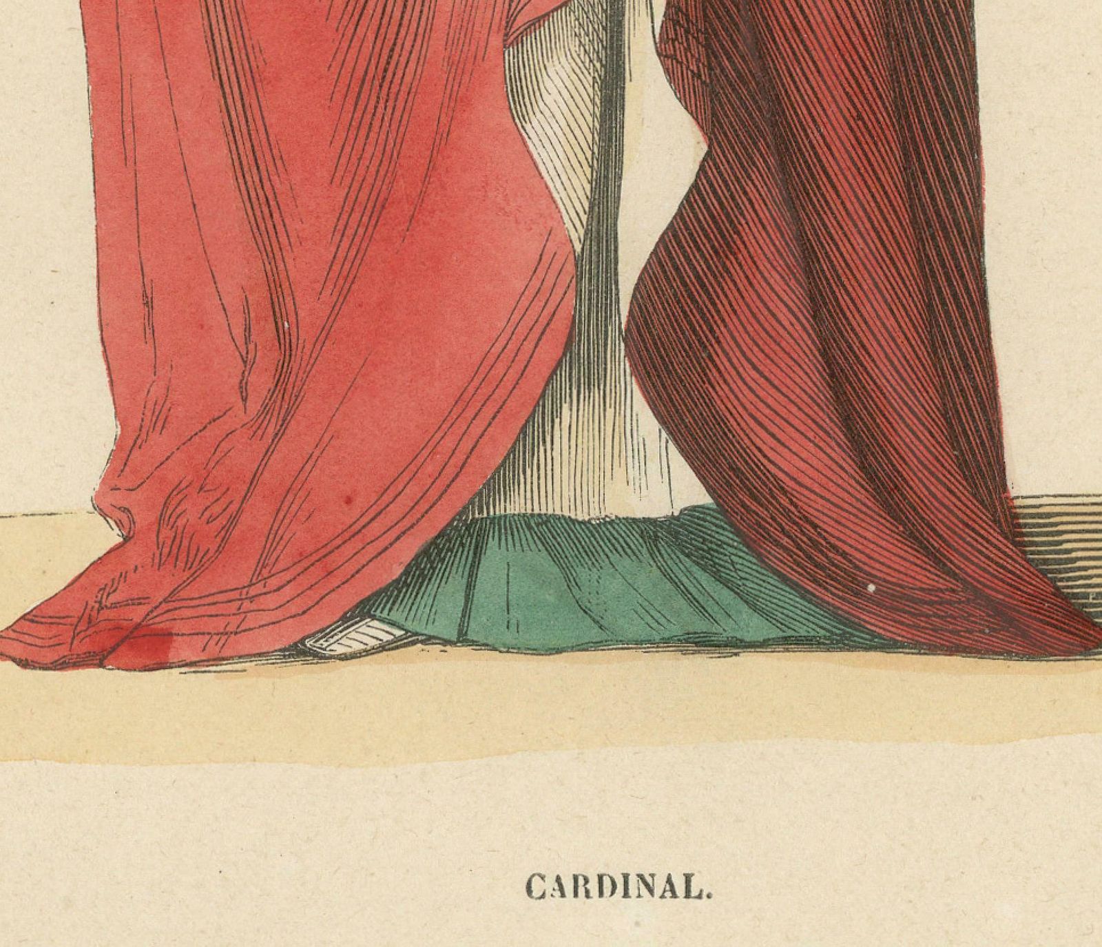 Original Hand Colored Engraving Of A Cardinal Of The Middle Ages, 1847 photo furniture