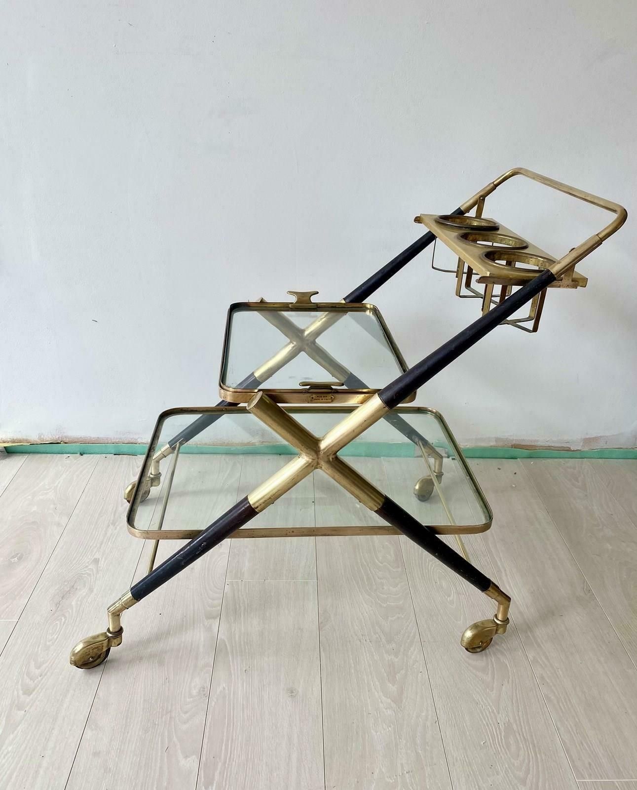 photo for sale Mid Century Italian Cesare Lacca Brass Trolley