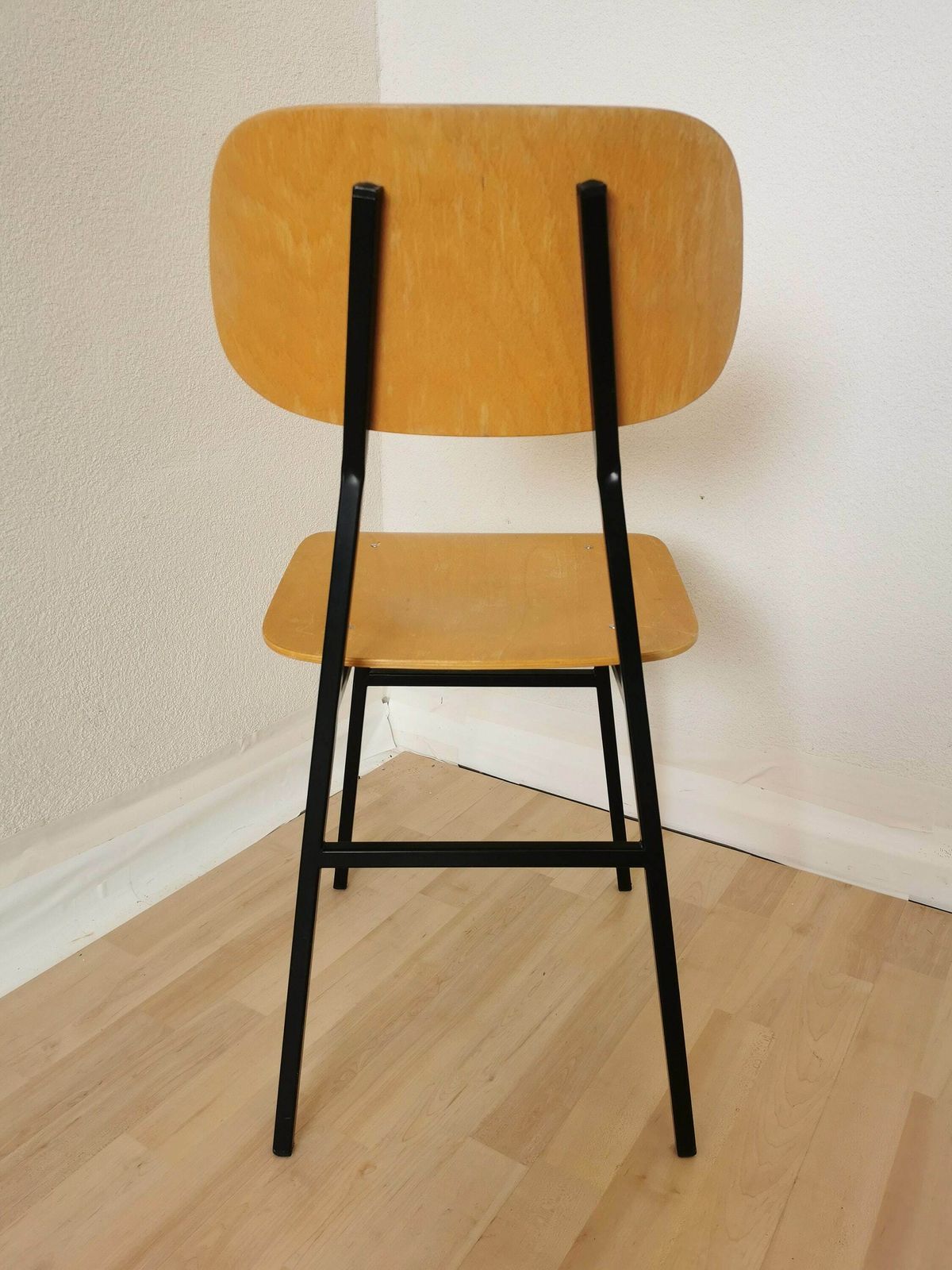 Vintage School Chair / Retro Wooden Dining Chair With Metal Base / Stol Kamnik Yugoslavia 1970 / Mid Century Dine Bistro Bar Pub photo 152.0
