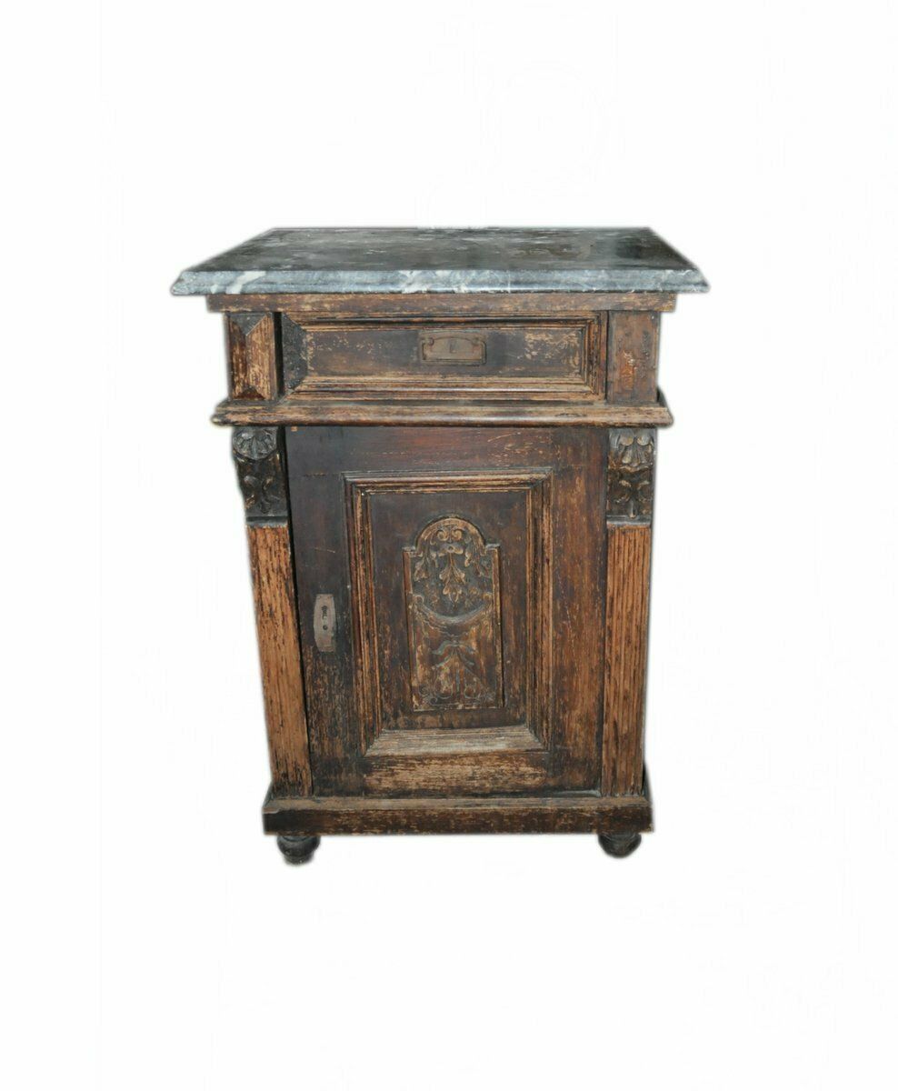Antique German Marble Top Nightstand, 1890s photo Furniture