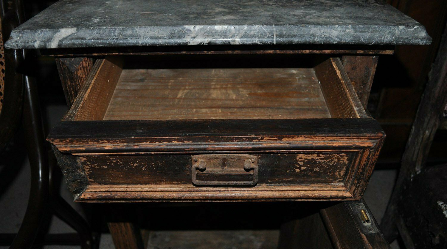 Antique German Marble Top Nightstand, 1890s photo vinterior