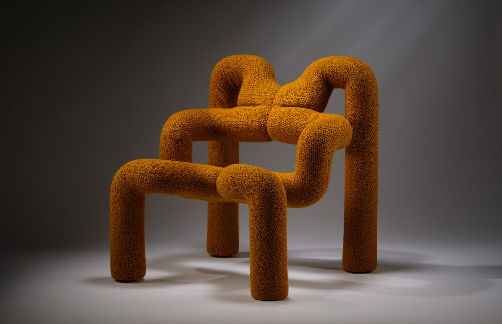 Mod Ekstrem Armchair Designed By Terje Ekstrom For Stokke Varier In Saffron Knit, Norway Circa 1980’s photo vinterior