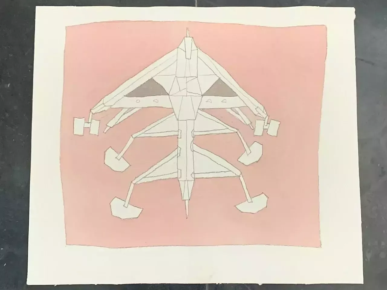 Renato Volpini, Composition, Tempera And Pencil On Paper, 1960s photo Art