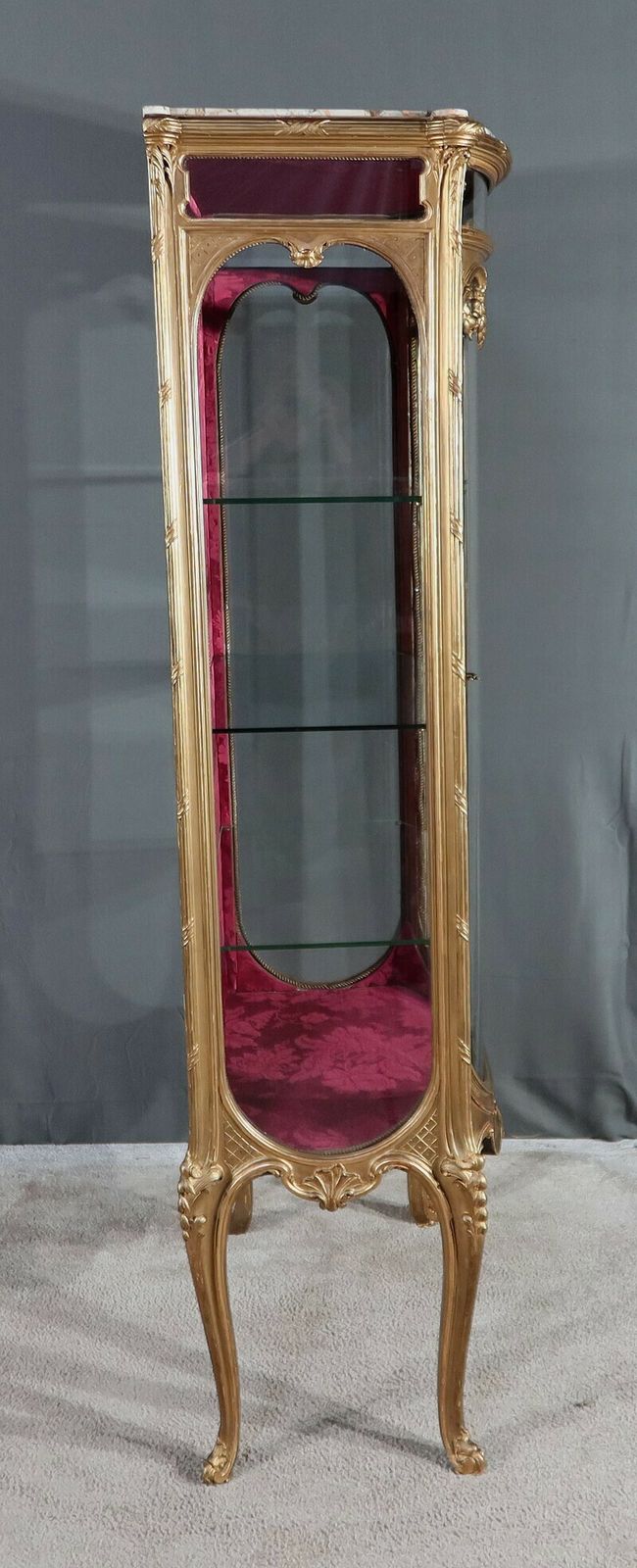 2200.0 Curved Display Cabinet In Gilded Wood, Transition Louis XV Louis XVI – Early 20th Century photo