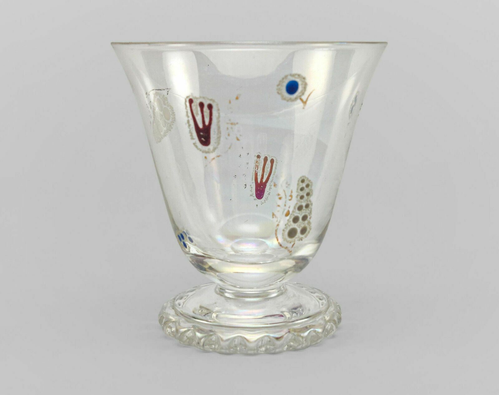 Scarce 1940s Murano Anzolo Fuga X6 Liqueur Glasses With Enamel & Gilt Flowers Decoration photo furniture