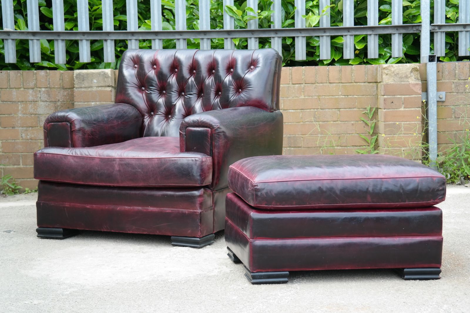 Stunning Rare Ralph Lauren Errol Armchair Footstool Leather Burgundy photo buy