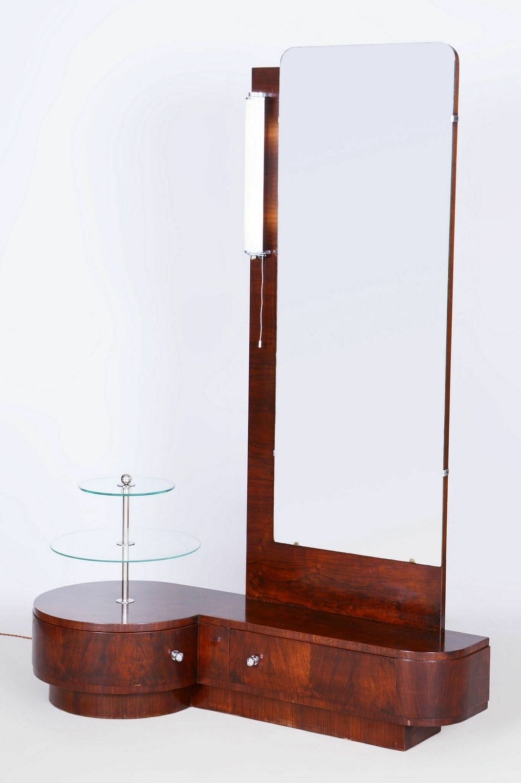 Restored Art Deco Dressing Mirror, By Halabala, Up Zavody, Walnut, Czech, 1920s photo for sale