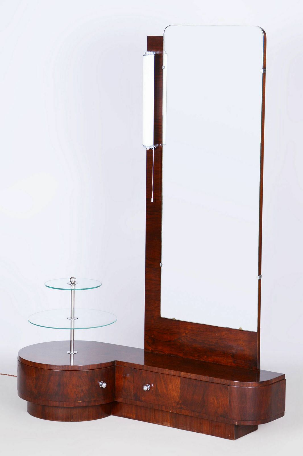 Restored Art Deco Dressing Mirror, By Halabala, Up Zavody, Walnut, Czech, 1920s