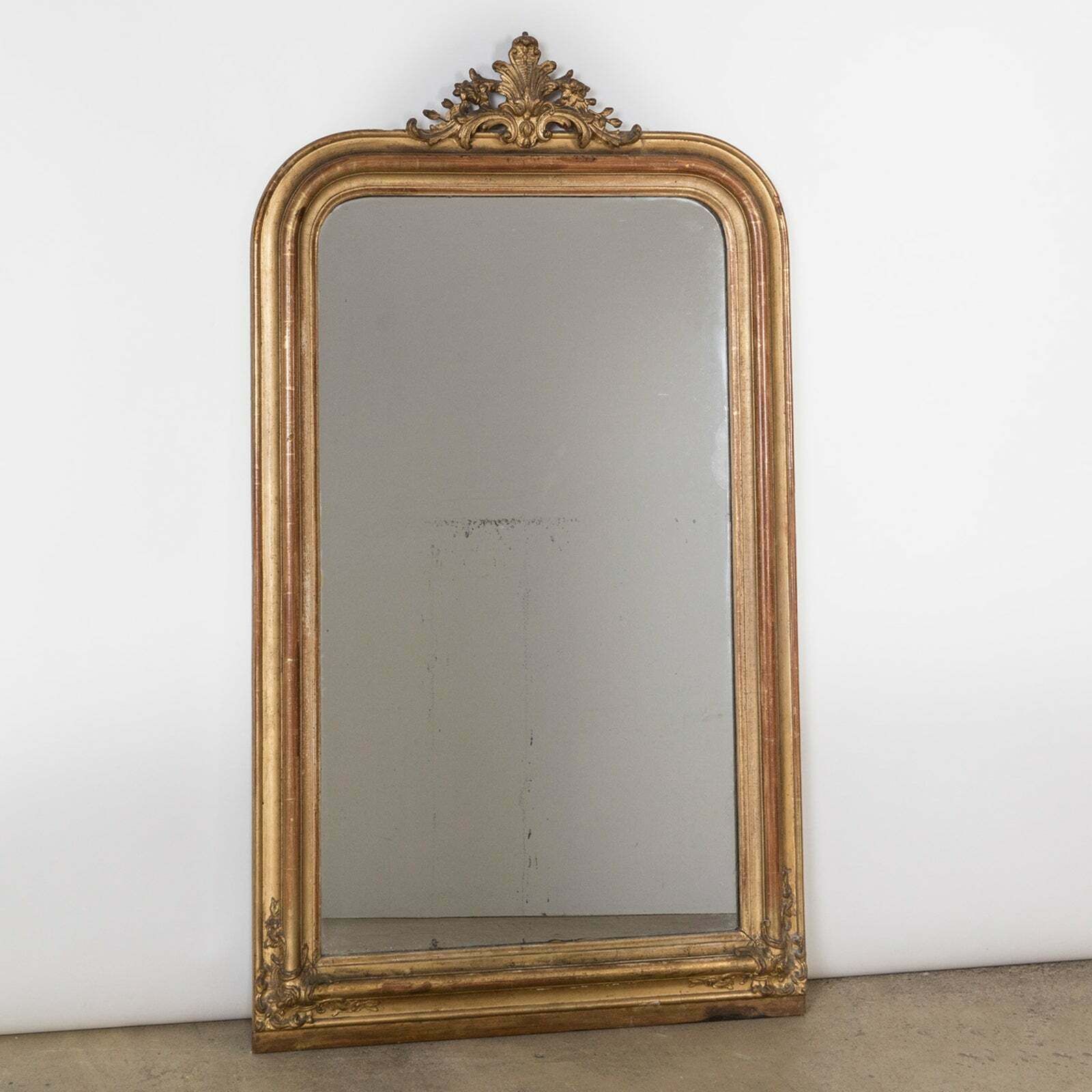 19th Century Antique French Louis Philippe Mirror With Small Crest photo furniture