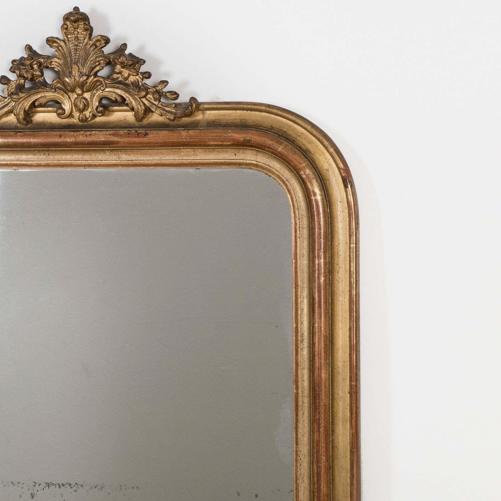 19th Century Antique French Louis Philippe Mirror With Small Crest photo 2680.0