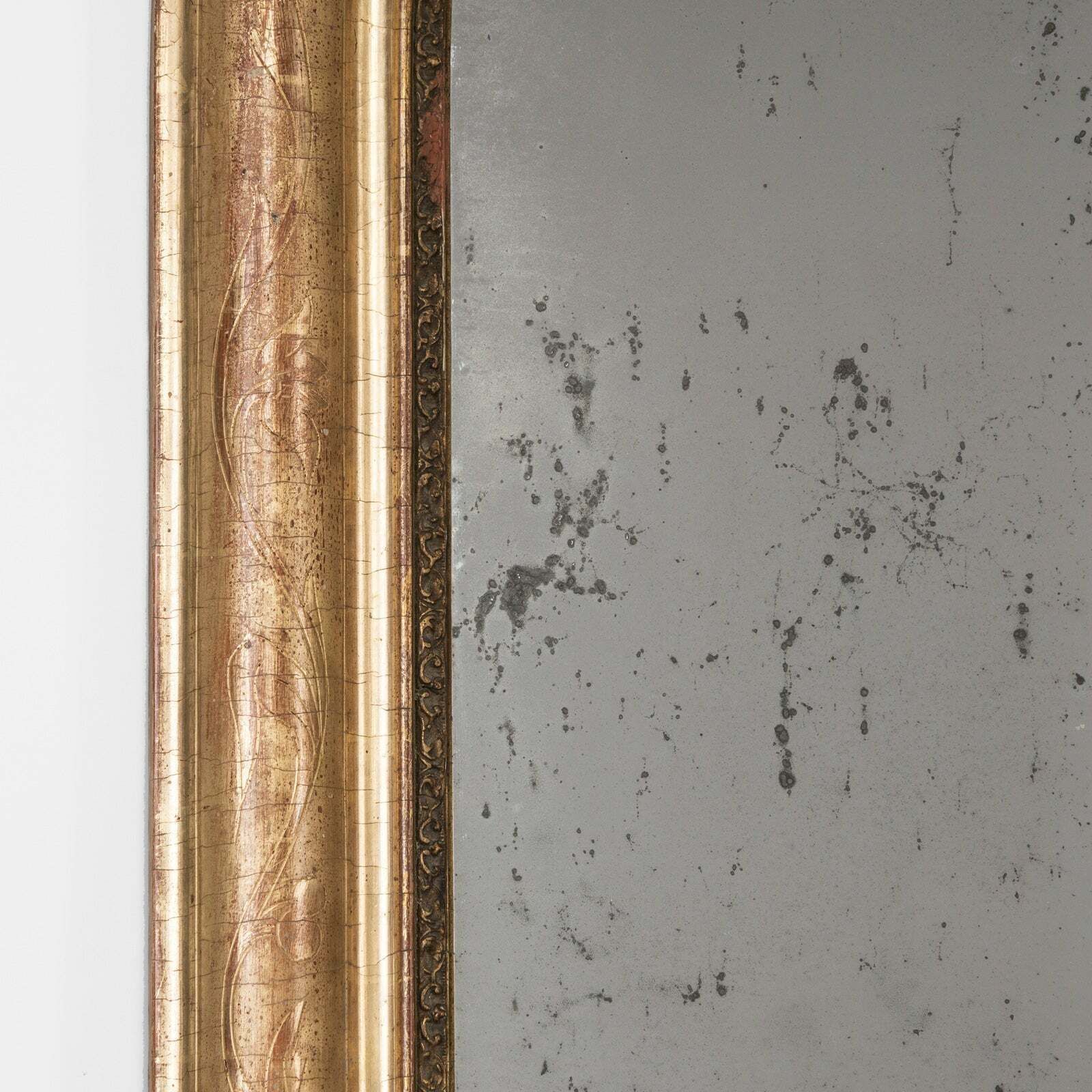 19e Eeuwse Franse Antieke Louis Philippe Spiegel Met Gevlekt Glas photo Woonaccessoires