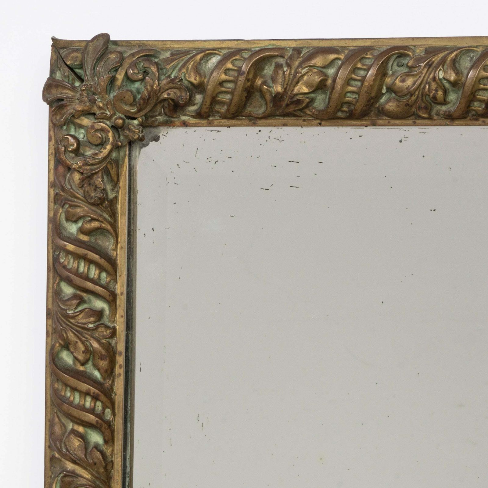 Rechthoekige Spiegel In Arts & Crafts Stijl Met Koperen Lijst, Jaren 1910 photo vinterior