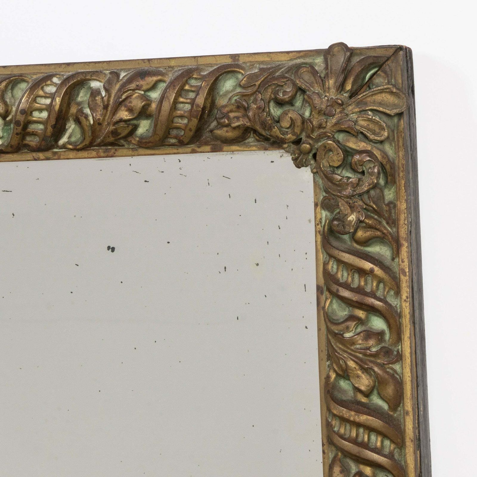 Rechthoekige Spiegel In Arts & Crafts Stijl Met Koperen Lijst, Jaren 1910 photo vintage