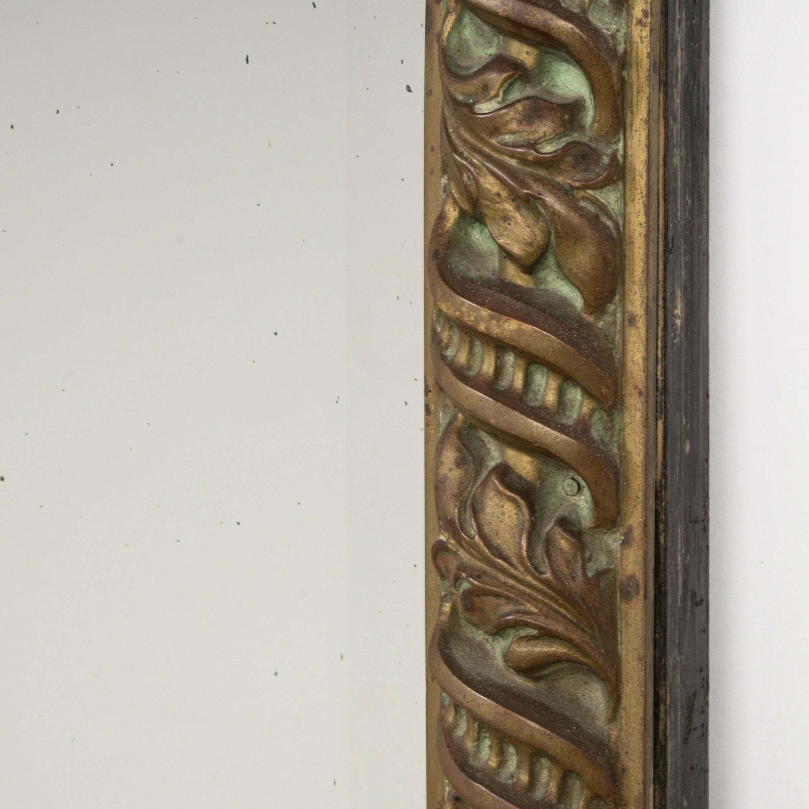 photo furniture Rechthoekige Spiegel In Arts & Crafts Stijl Met Koperen Lijst, Jaren 1910