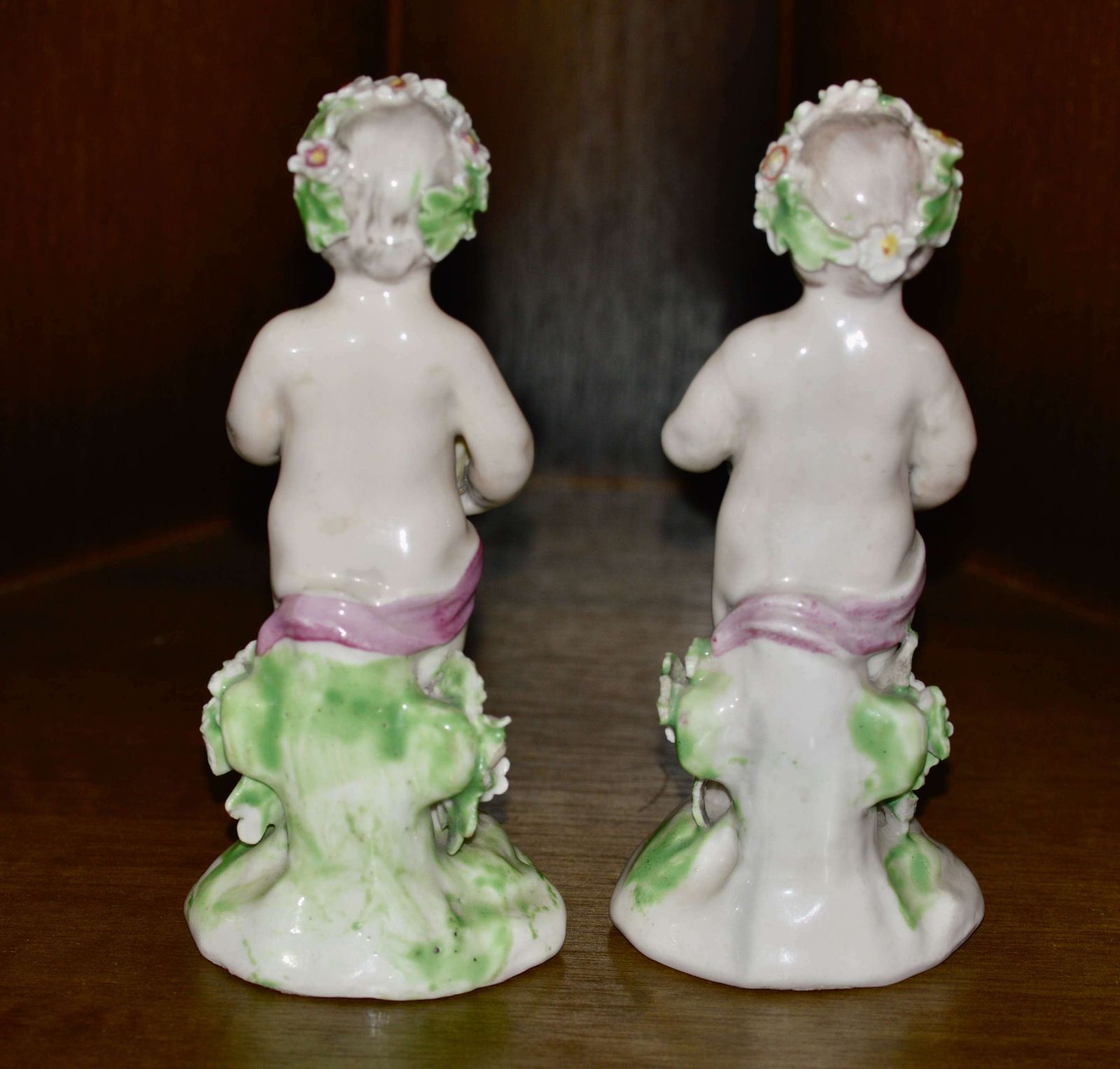 Circa 1780's Pair Of Derby Porcelain Putti Cherub Figurines photo for sale