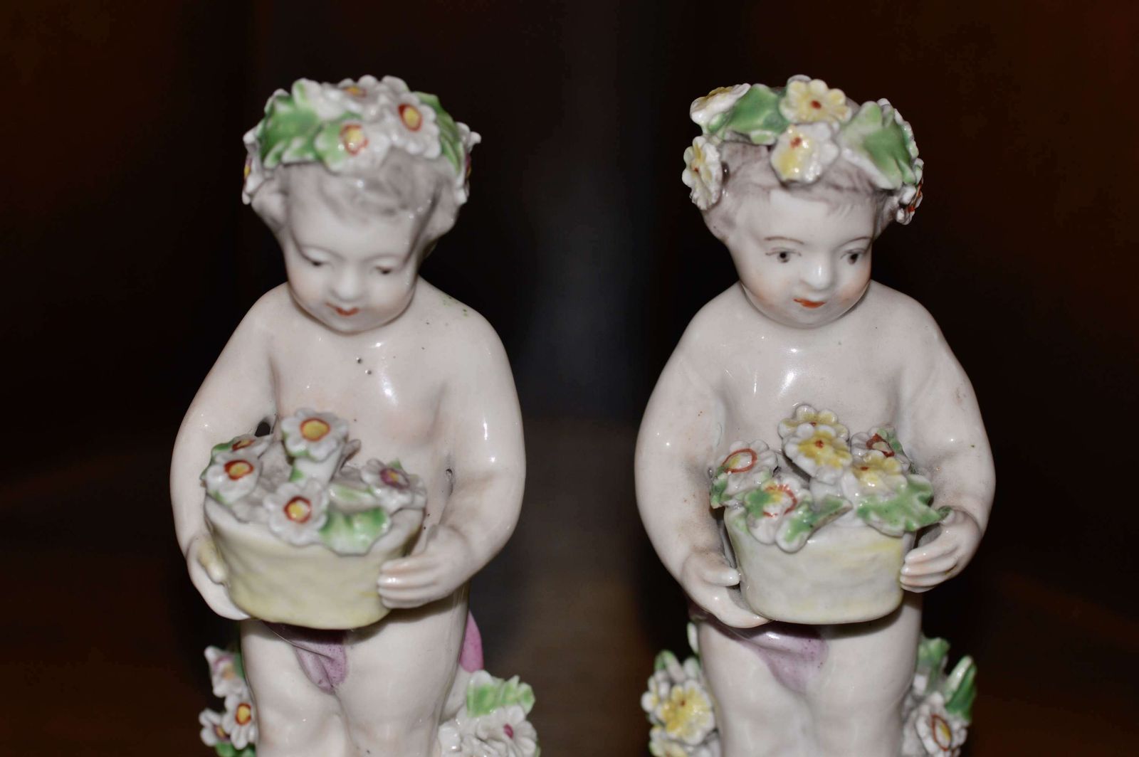 Circa 1780's Pair Of Derby Porcelain Putti Cherub Figurines photo 345.0