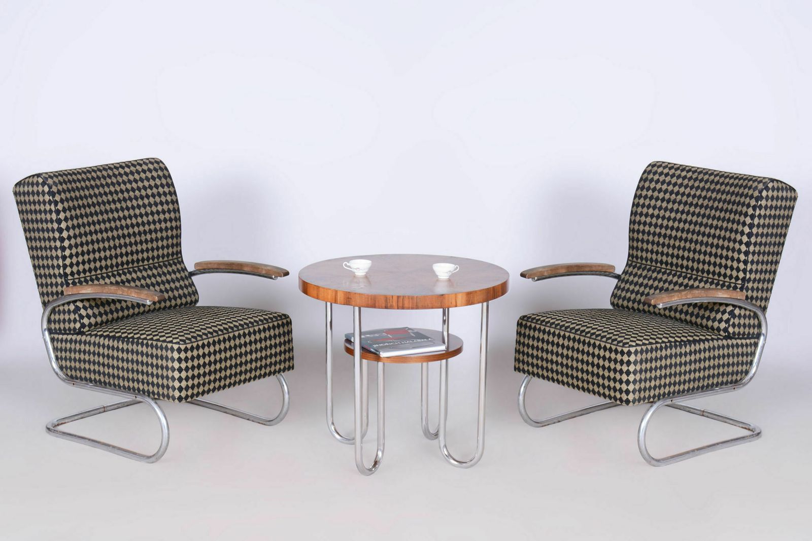 Set Of Two Restored Bauhaus Armchairs, By Vichr A Spol., Chrome, Czech, 1930s photo furniture