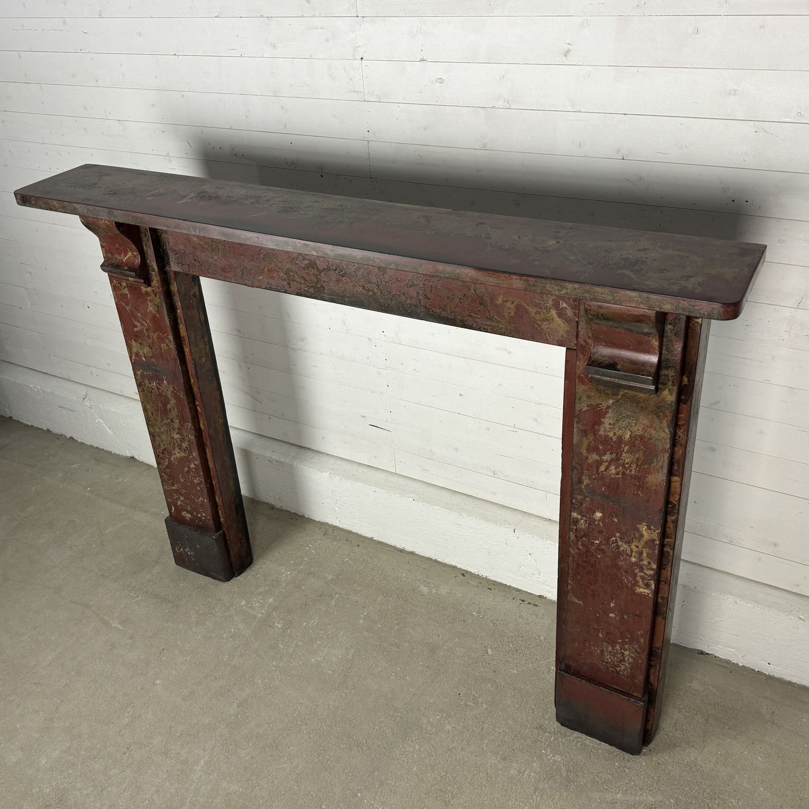 Simple Edwardian Slate Fire Surround With Red Marbleised Finish photo 1100.0