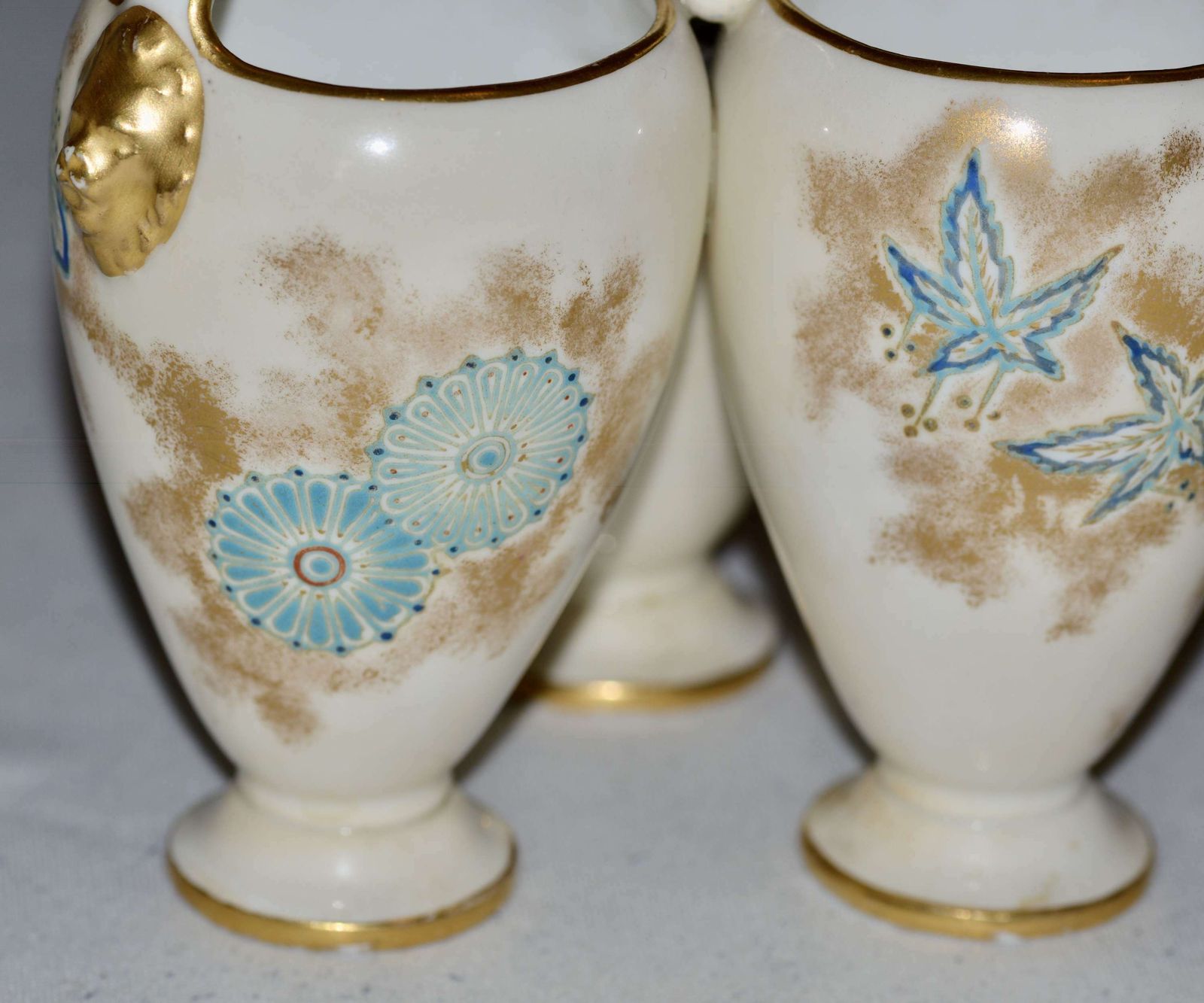 An Unusual Design Of A Victorian Royal Worcester Triple Vase C1876/91 photo 225.0