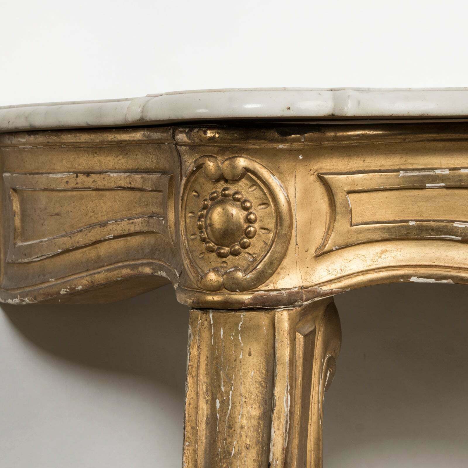 Antique French Louis XV Style Giltwood Console With Marble Top, 1800s photo Furniture