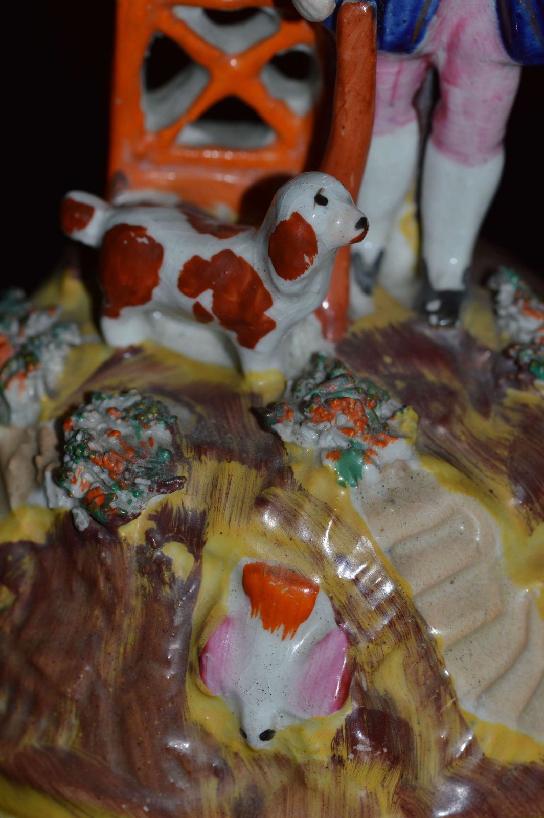 C1860 Victorian Staffordshire Figure Hunter With Gun On A Small Hill photo for sale