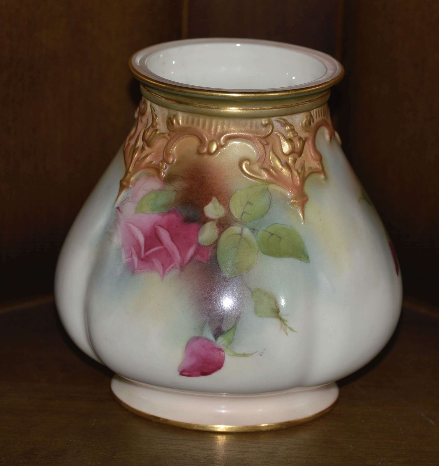 Royal Worcester 1911 Hand Painted Potpourri Vase 'Roses' Without Cover photo furniture