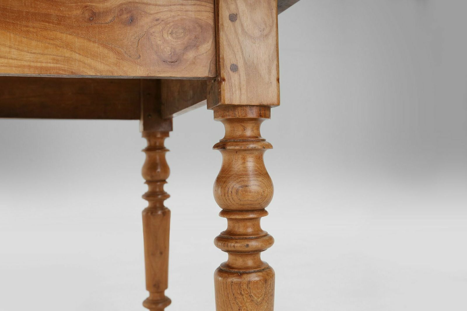 French Wabi Sabi Style Dining Table In Elm With Drawer, 1850s photo vinterior