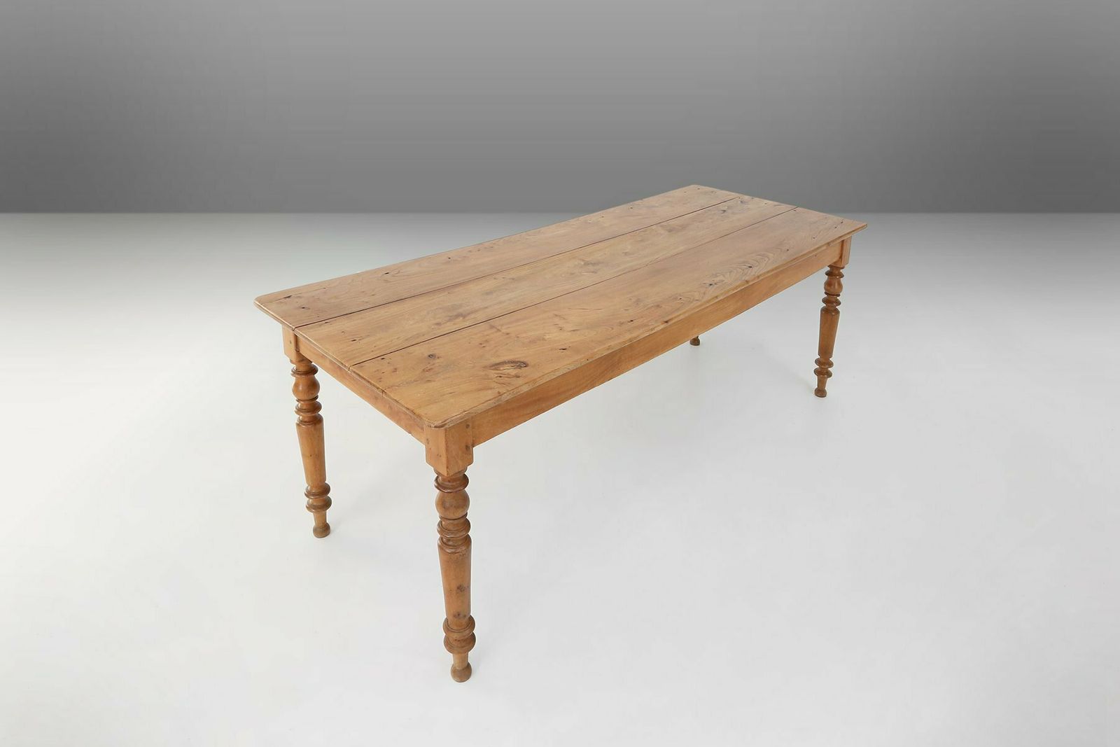 photo furniture French Wabi Sabi Style Dining Table In Elm With Drawer, 1850s