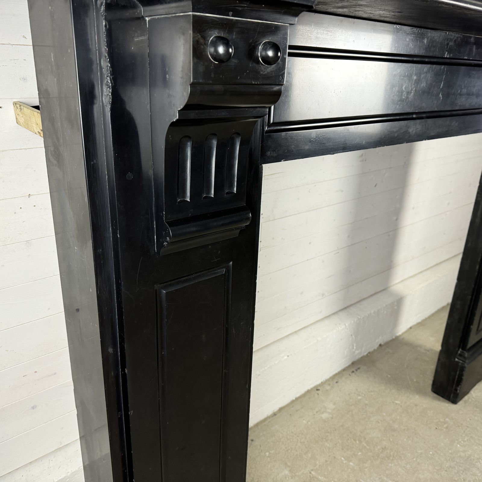 Grand Edwardian Black Marble Fire Surround With Corbels photo vintage
