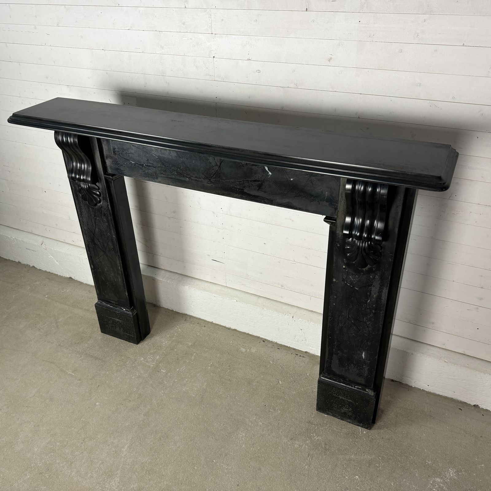 Victorian Slate Fire Surround With Worn Marbleised Finish photo for sale