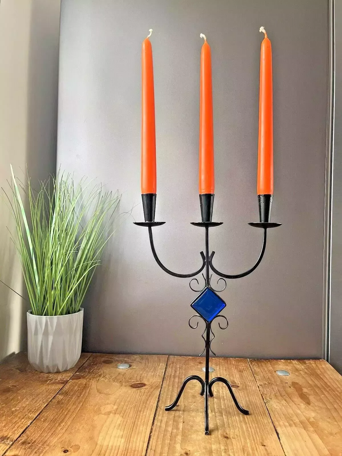 Mid Century 60's Swedish Folk 3 Candle Holder Candlestick Ystad Metall Bo Svensk photo Home Decor