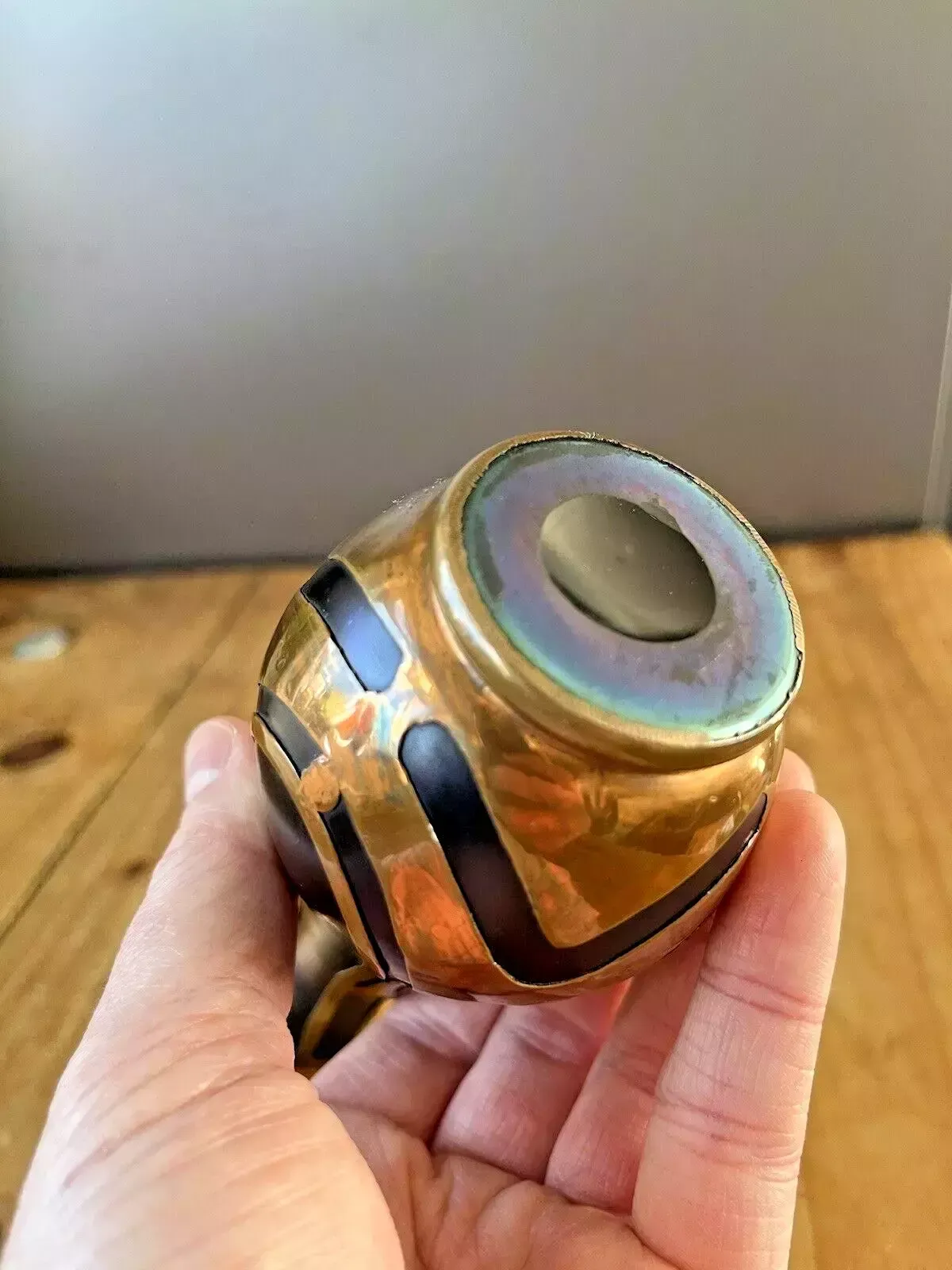 photo vintage Nouveau Secessionist Bohemian Iridescent Glass Copper Clad Vase By Carl Goldberg