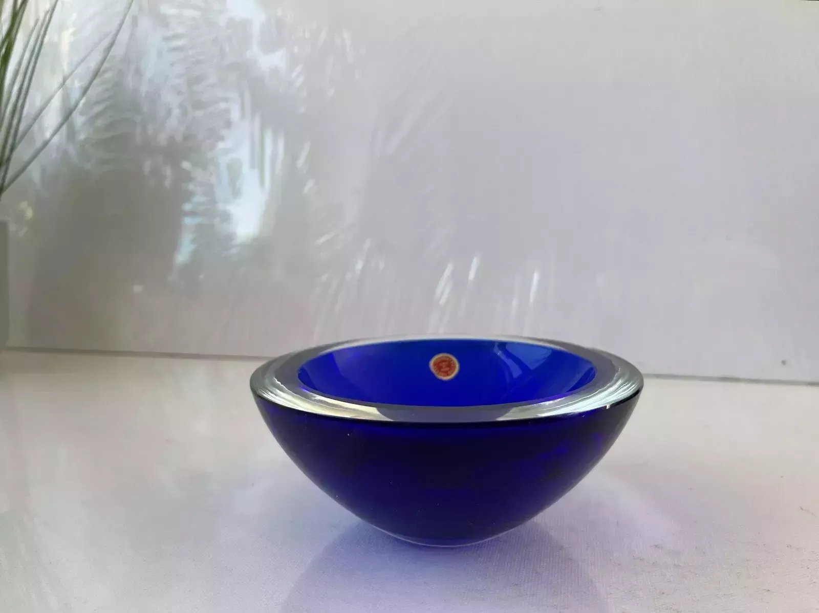 photo furniture Mid Century 60's Pietro Toso & Co Murano Sommerso Glass Bowl Geode Dish Vintage