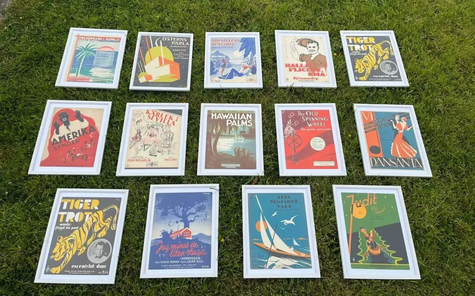 1 Framed Antique Art Deco Illustrated Swedish Sheet Music Film Poster Wall Art photo Art