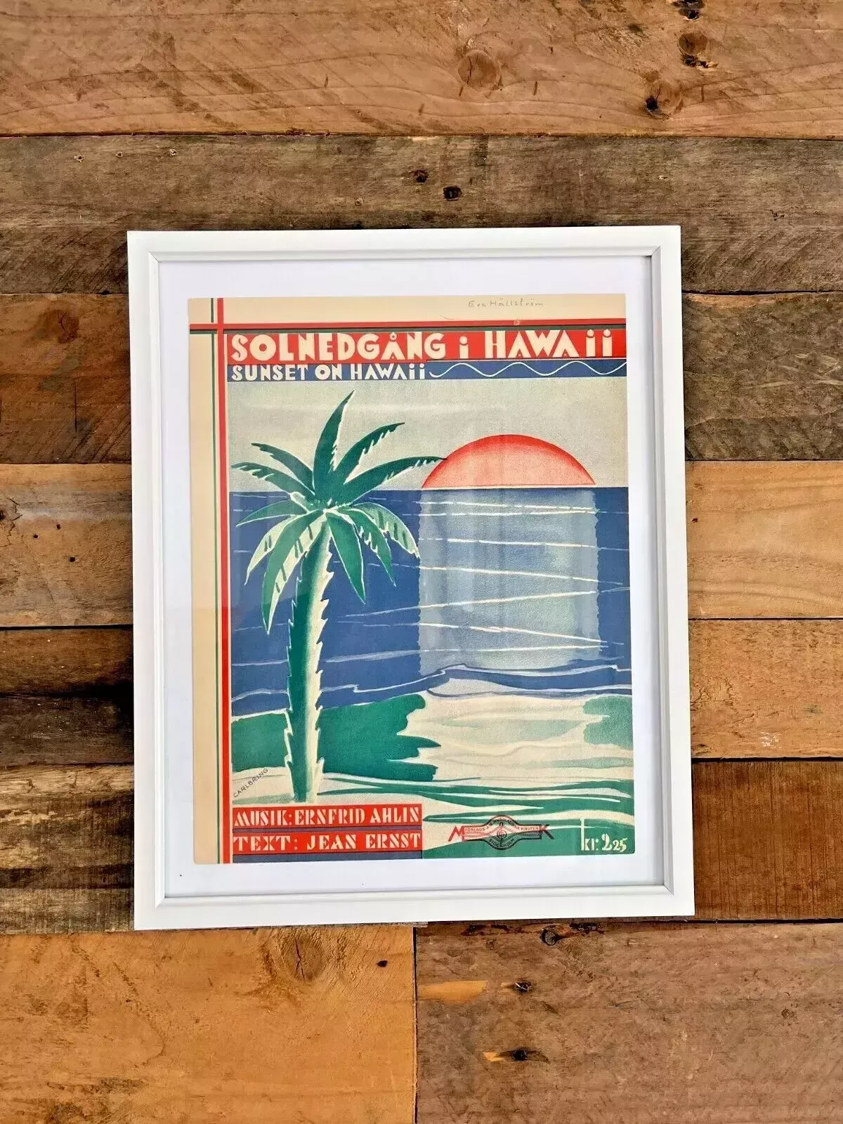 1 Framed Antique Art Deco Illustrated Swedish Sheet Music Film Poster Wall Art photo 50.0