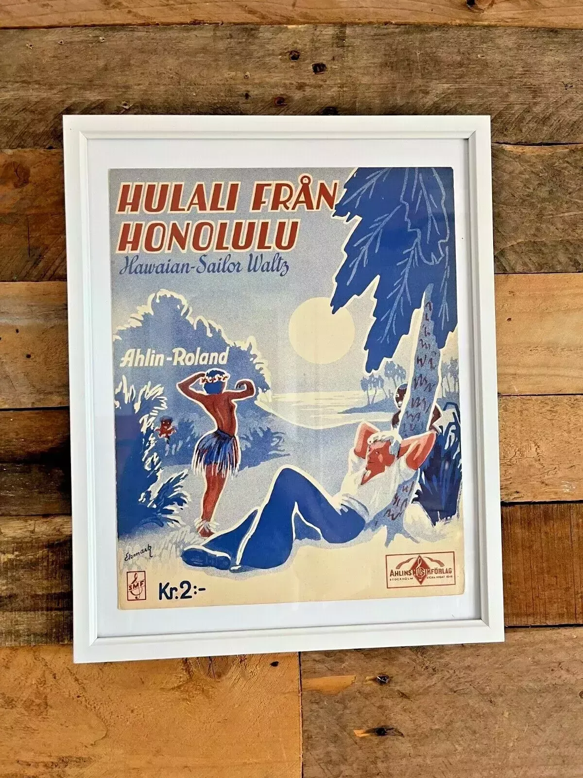 photo buy 1 Framed Antique Art Deco Illustrated Swedish Sheet Music Film Poster Wall Art