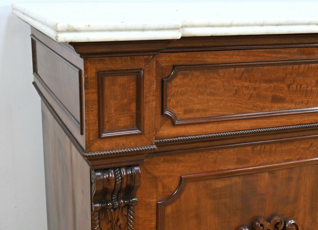 photo furniture Property Writing Desk Chest Of Drawers, In Mahogany And Lemon Wood, Restoration Style – Part 1 Of The 19th Century