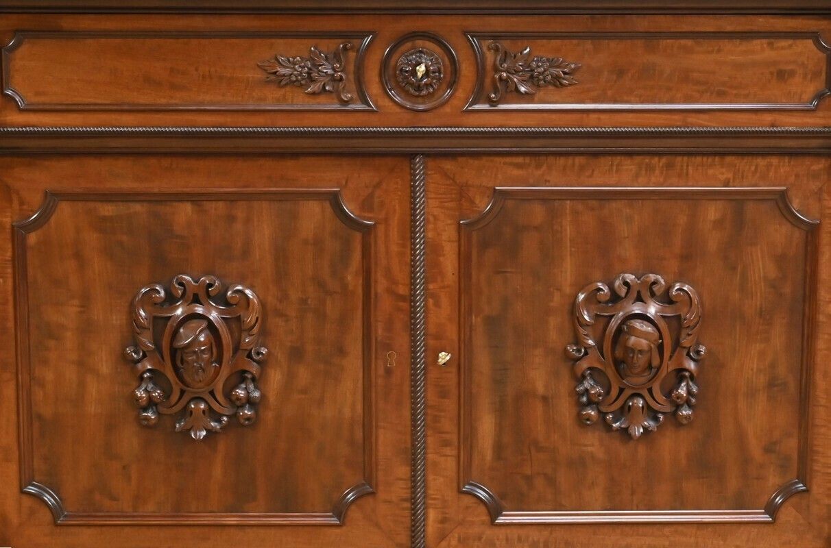 photo vinterior Property Writing Desk Chest Of Drawers, In Mahogany And Lemon Wood, Restoration Style – Part 1 Of The 19th Century