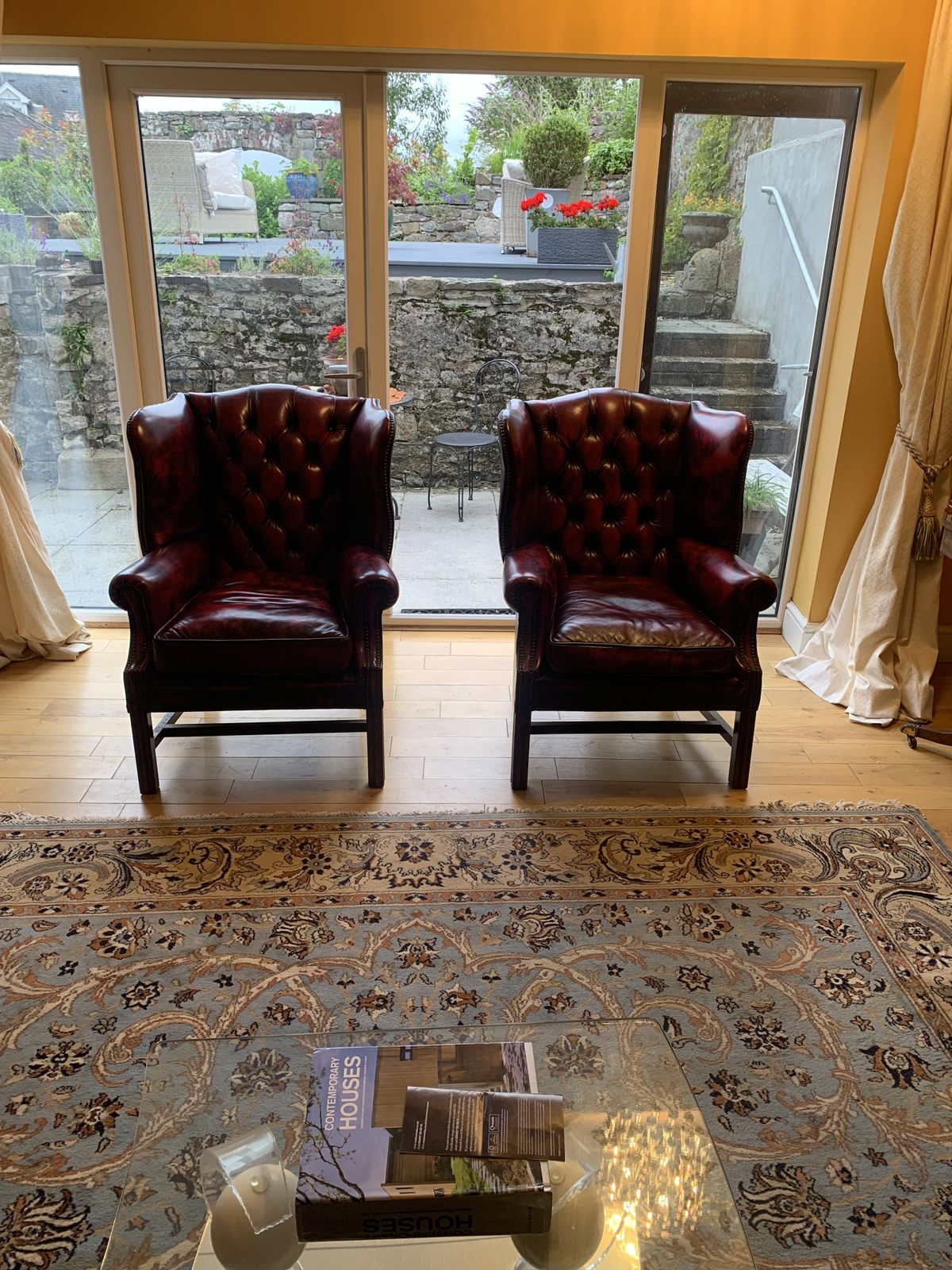 Quality Pair Of Vintage Chesterfield Wing Arm Chairs