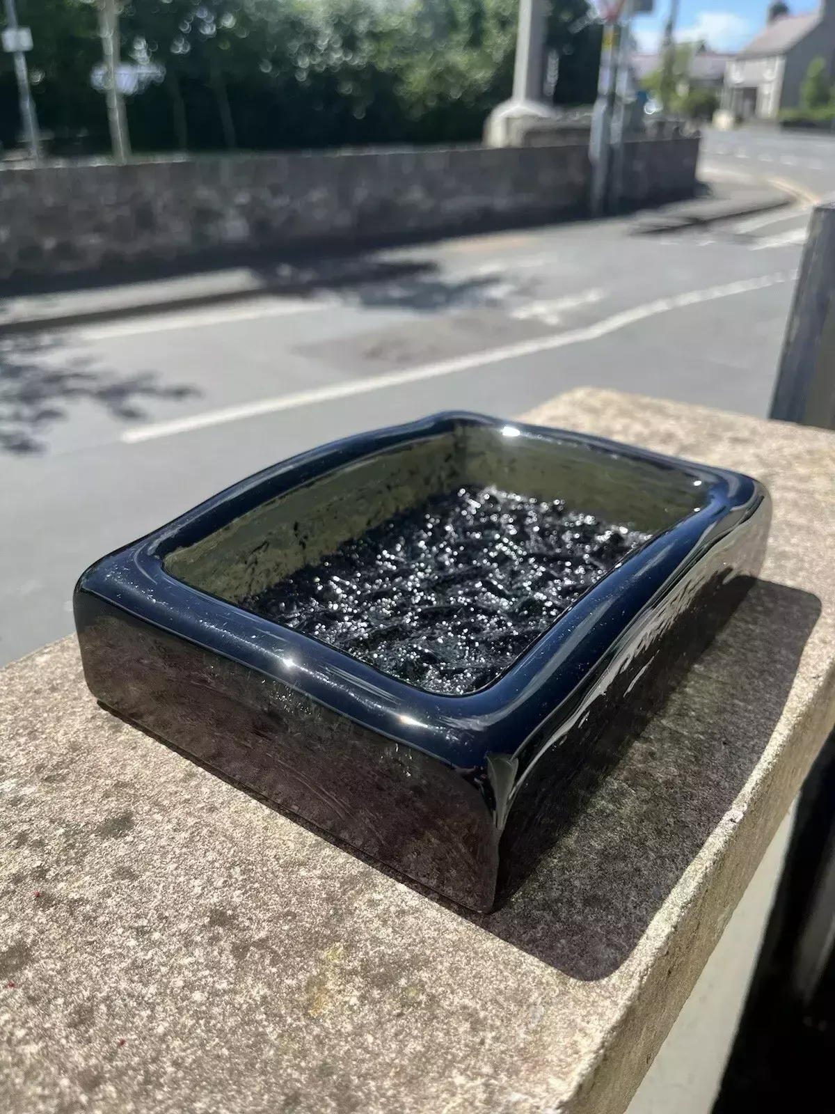 Mid Century Swedish Ruda Glasbruk Abstract Textured 60's Glass Slab Ashtray Dish photo 120.0