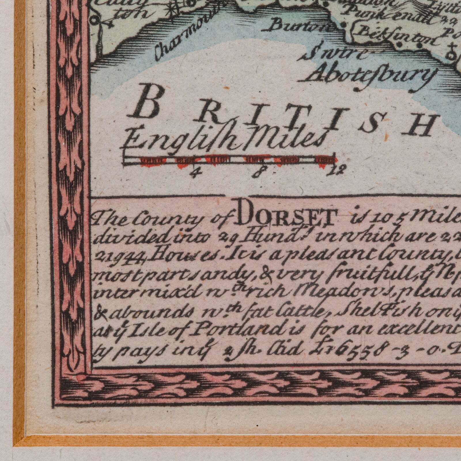 Antique Road Map, Bristol To Weymouth, English, Framed Cartography, Georgian photo buy