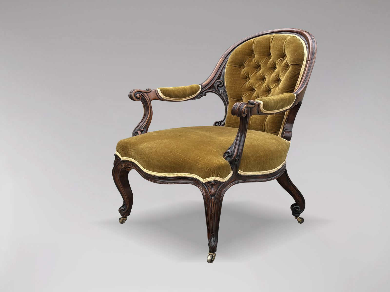 Mid 19th Century Victorian Period Carved Mahogany Armchair photo furniture
