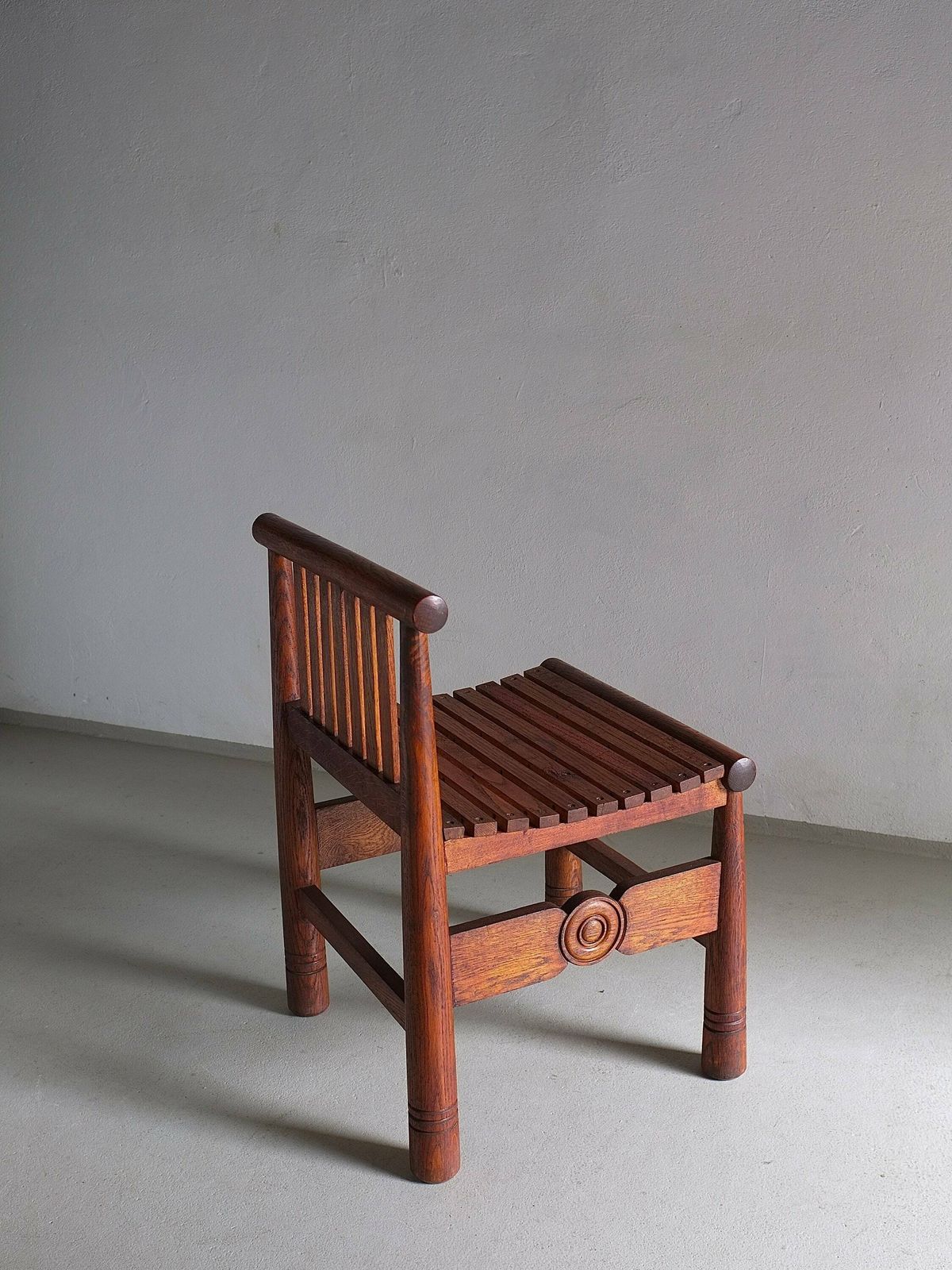 Carved Oak Low Back Chair | France | 1960s photo vinterior