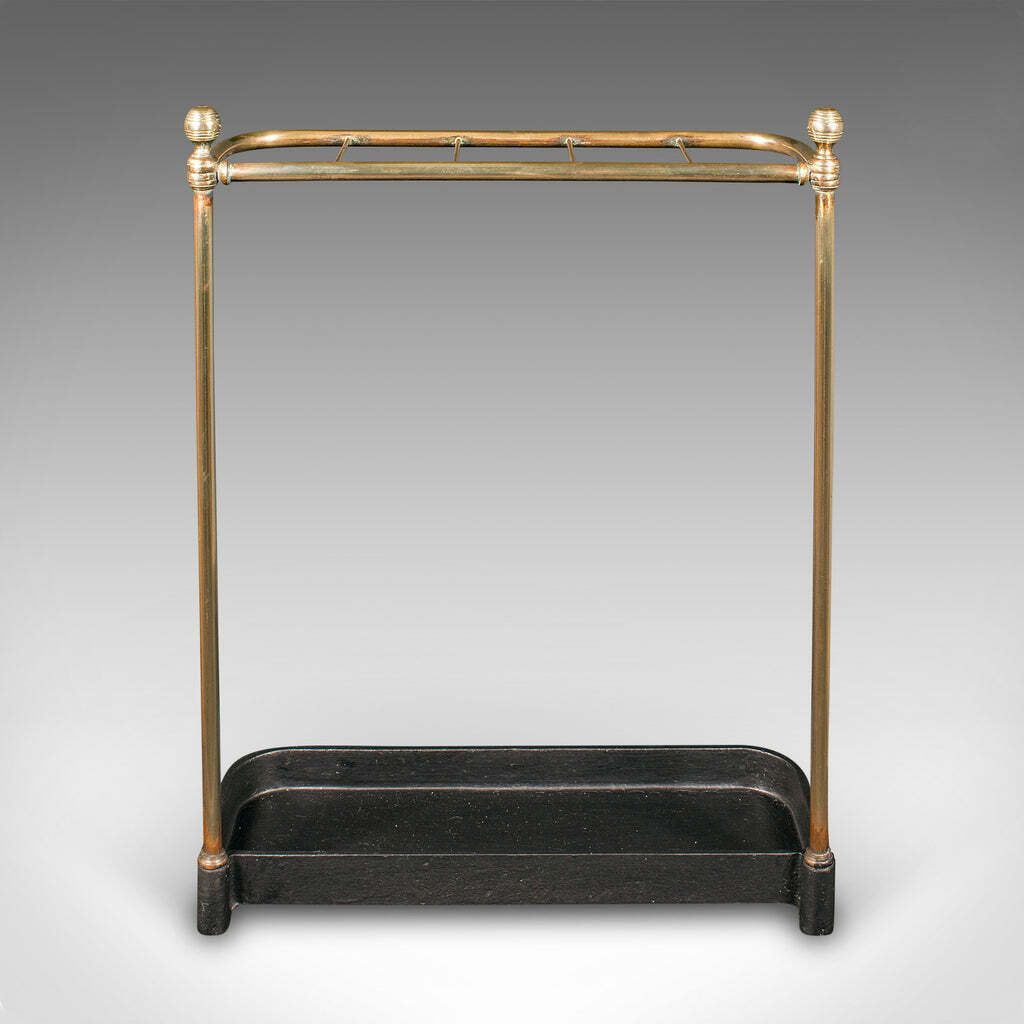 Antique Stick Loop Stand, English, Brass, Hallway, Umbrella Rack, Late Victorian photo for sale