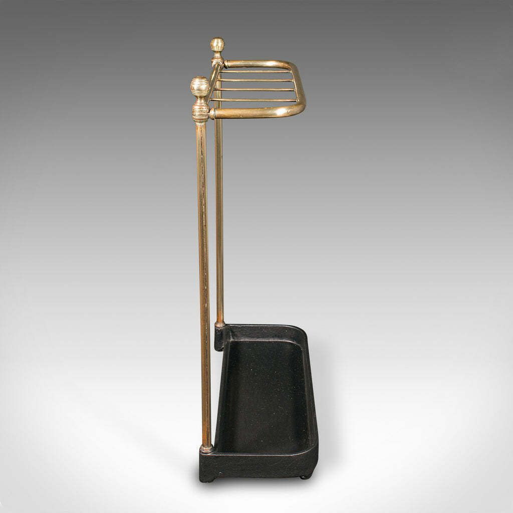 Antique Stick Loop Stand, English, Brass, Hallway, Umbrella Rack, Late Victorian photo Home Decor