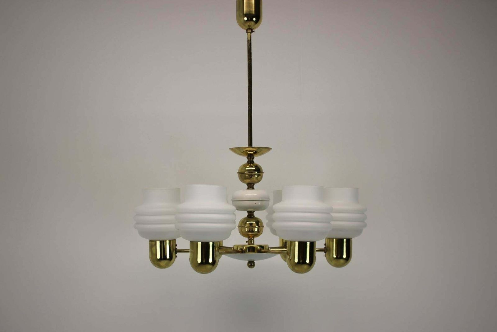 Golden Chandelier By Kamenicky Senov, 1970s, Czechoslovakia photo Lighting